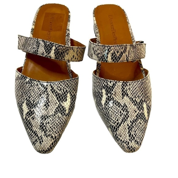 L’AMOUR DES PEIDS Black/White Reptile Baruk Mules - Picture 3 of 8
